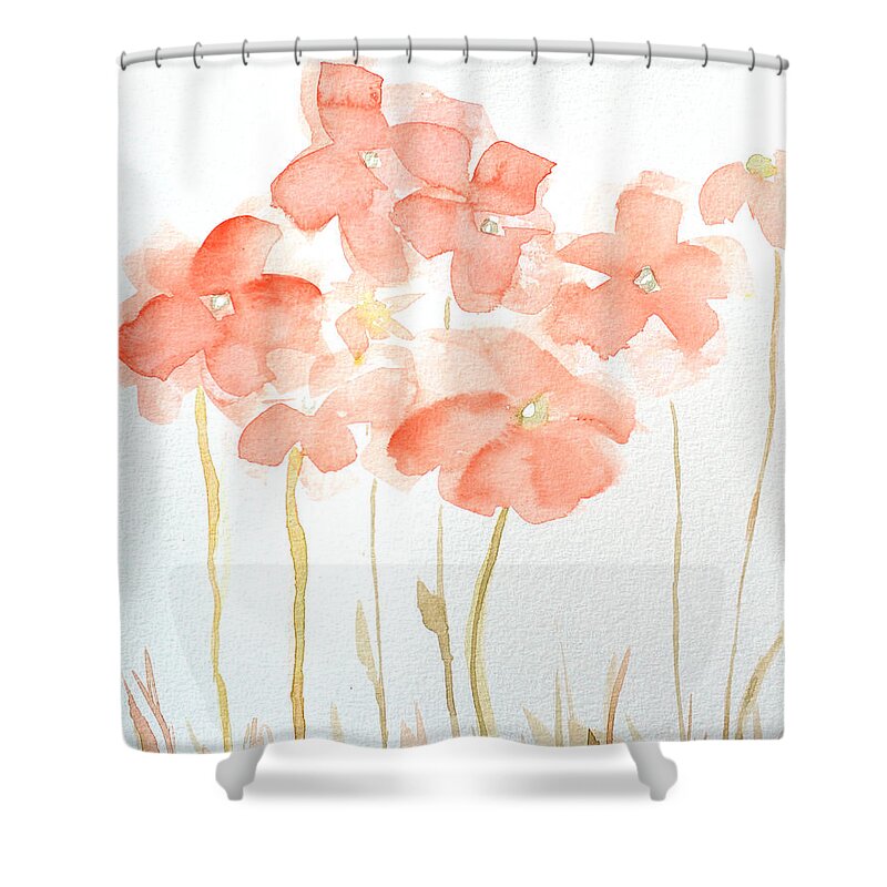 Delicate Flowers Shower Curtain featuring the painting Watercolor Flower Field by Patricia Awapara