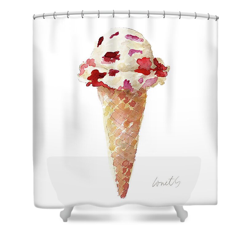 Water Shower Curtain featuring the painting Watercolor Ice Cream Cone II by Lanie Loreth