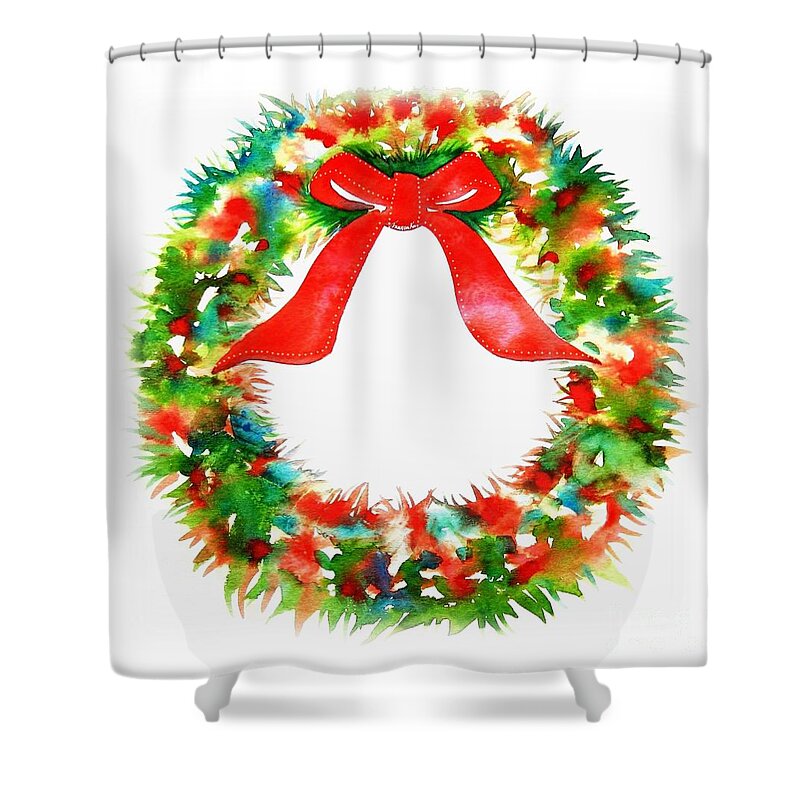 Beautiful Shower Curtain featuring the painting Watercolor Wreath by Frances Ku