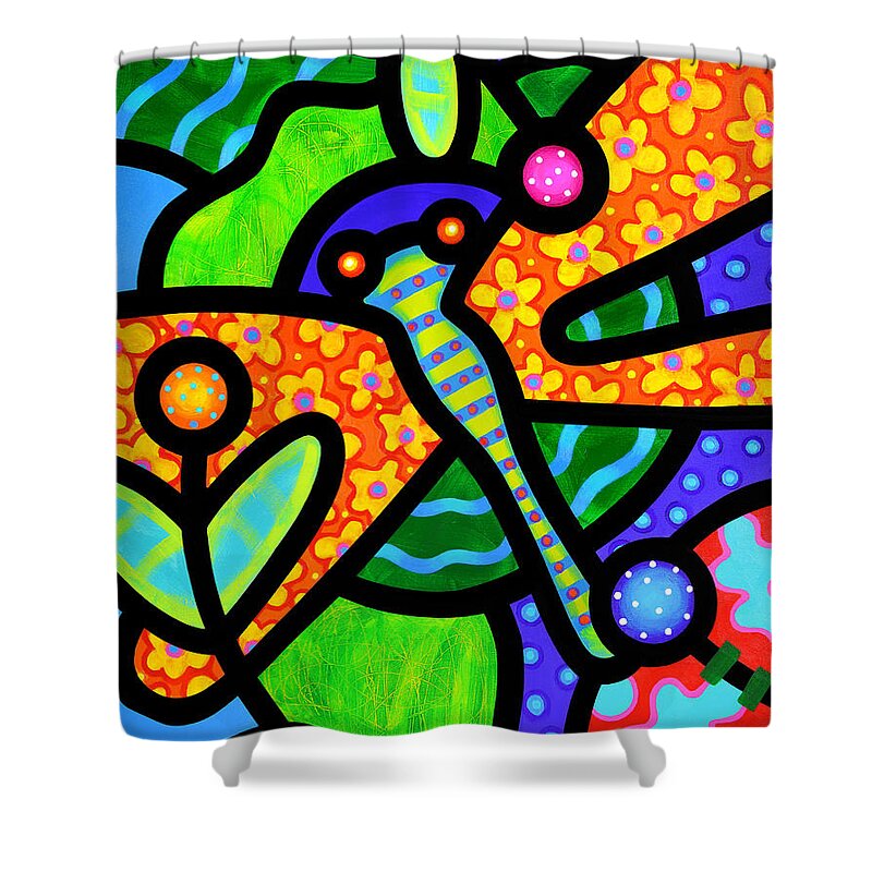 Dragonfly Shower Curtain featuring the painting Watergarden by Steven Scott