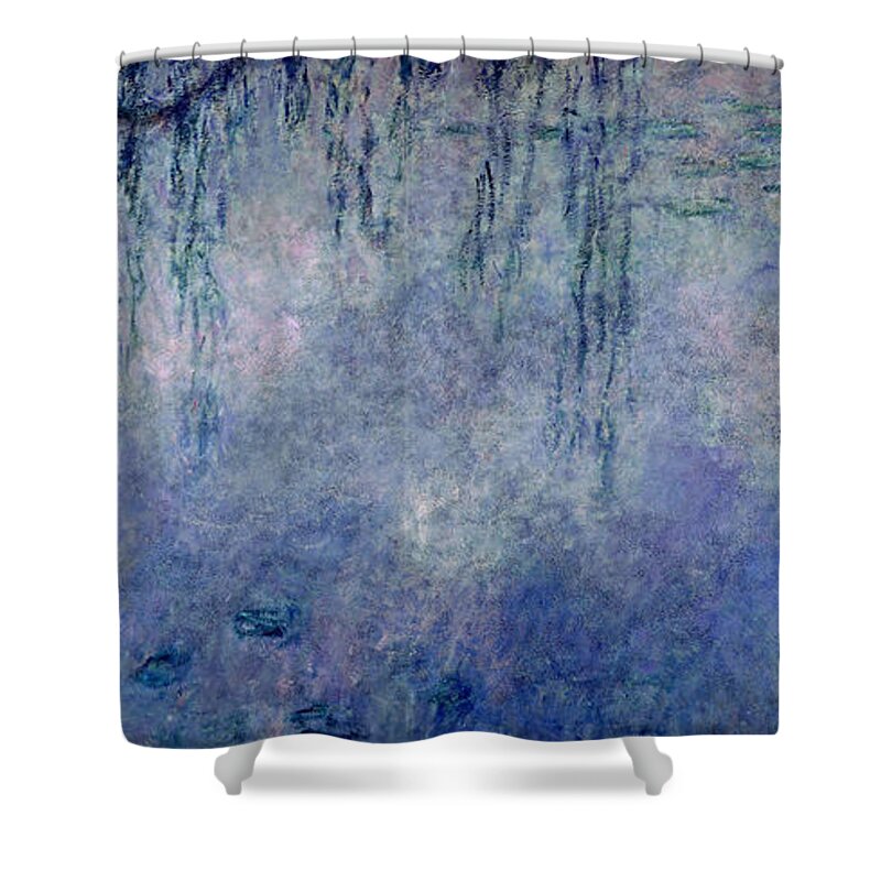 Impressionist Shower Curtain featuring the painting Waterlilies Two Weeping Willows by Claude Monet