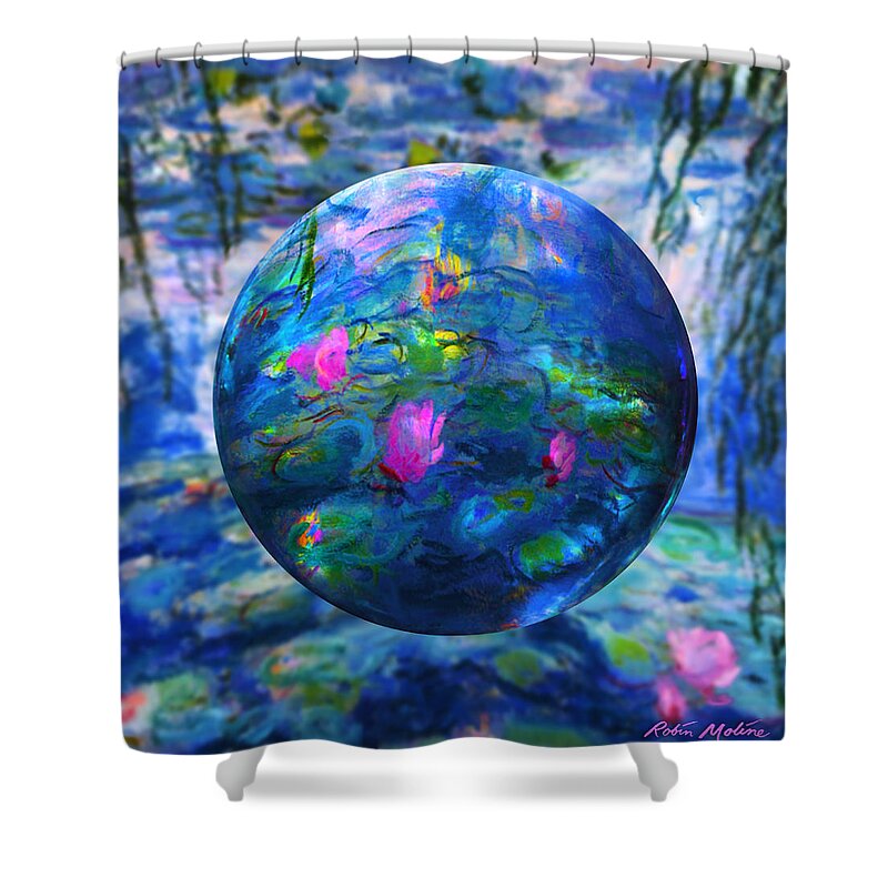  Claude Monet Waterlily Like Shower Curtain featuring the painting Lilly Pond by Robin Moline