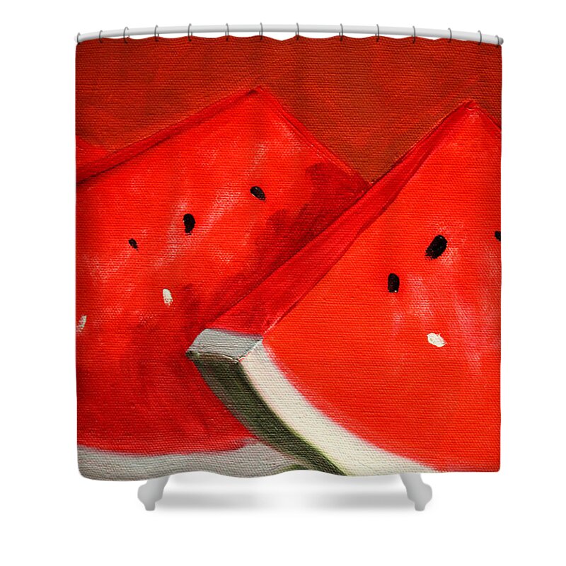 Watermelon Shower Curtain featuring the painting Watermelon by Nancy Merkle
