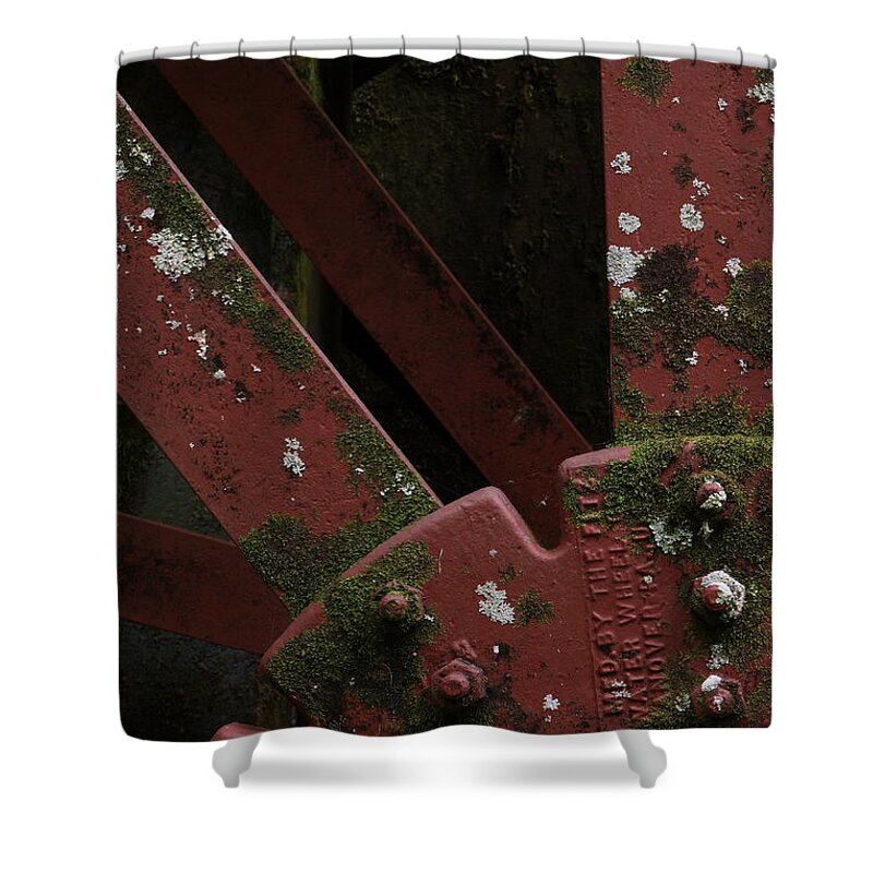 Waterwheel Hub Shower Curtain featuring the photograph Waterwheel Up Close by Daniel Reed