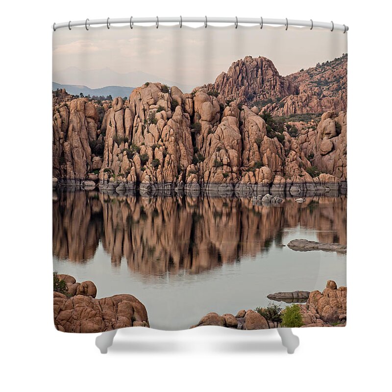 Prescott Shower Curtain featuring the photograph Watson Lake Tranquility by Angie Schutt