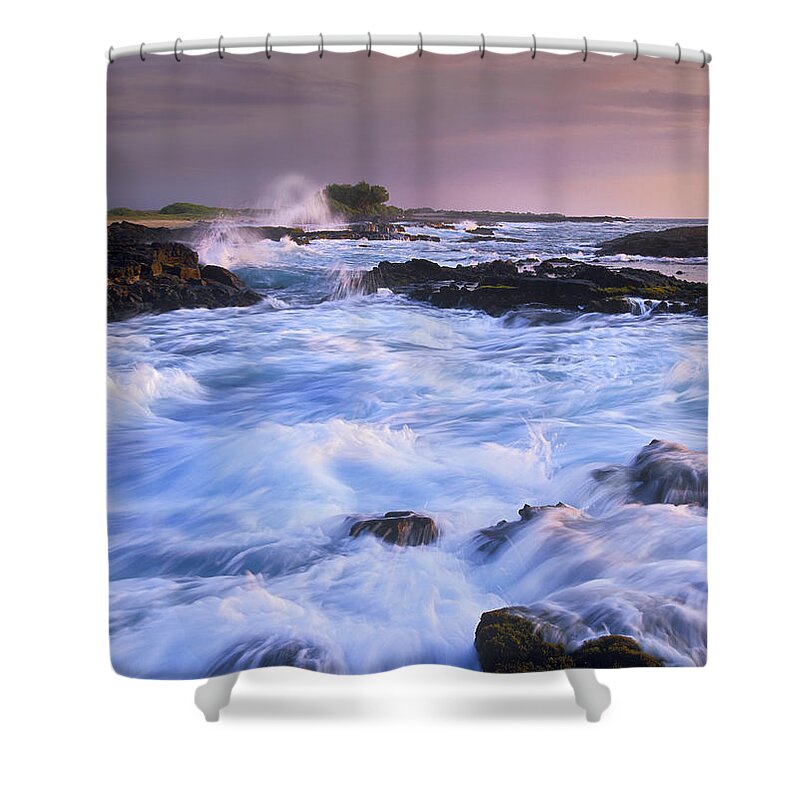 Feb0514 Shower Curtain featuring the photograph Waves And Surf At Wawaloli Beach Hawaii by Tim Fitzharris