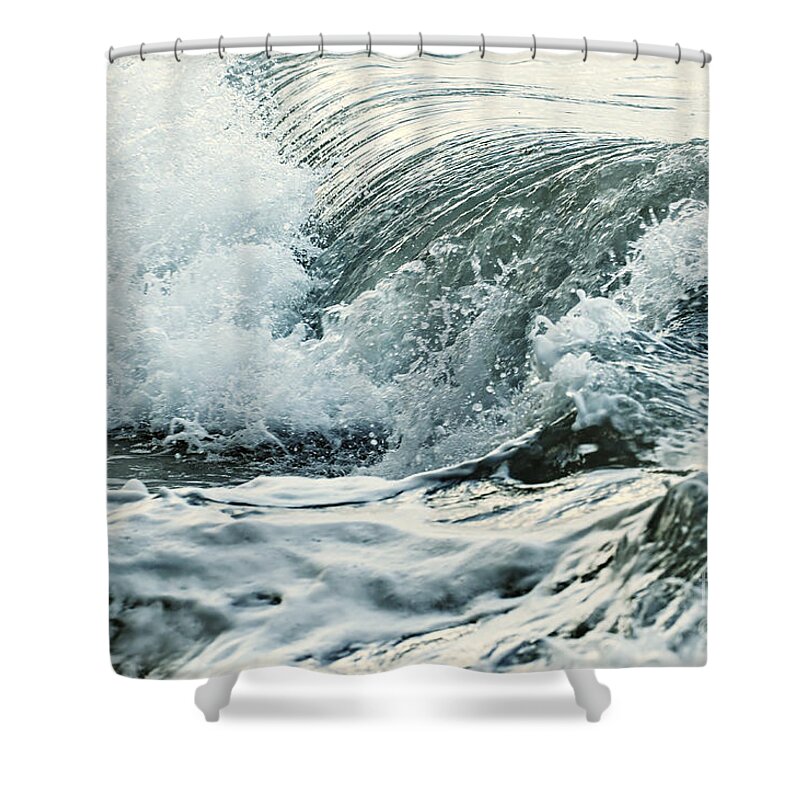 Wave Shower Curtain featuring the photograph Waves in stormy ocean by Elena Elisseeva