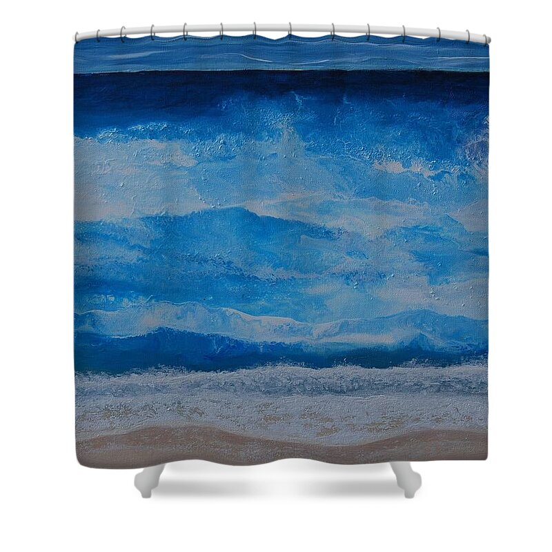 Indigo Shower Curtain featuring the painting Waves by Linda Bailey