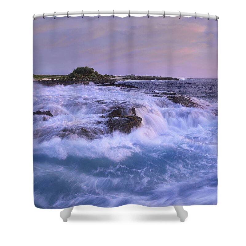 Feb0514 Shower Curtain featuring the photograph Wawaloli Beach At Twilight Big Island by Tim Fitzharris