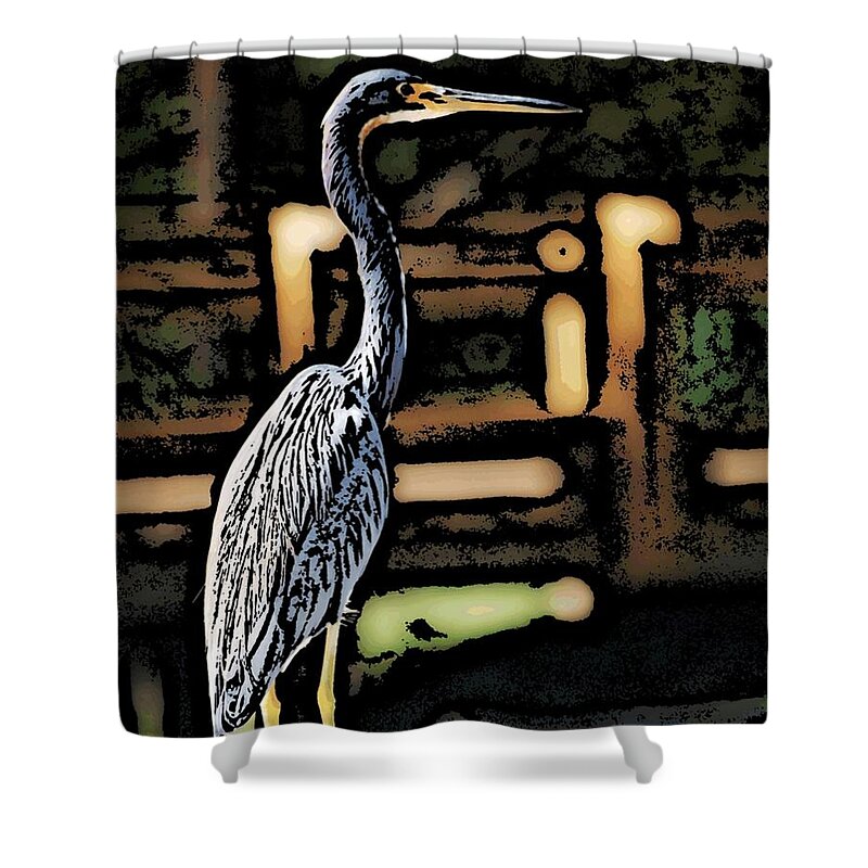  Shower Curtain featuring the digital art WC Great Blue by David Lane