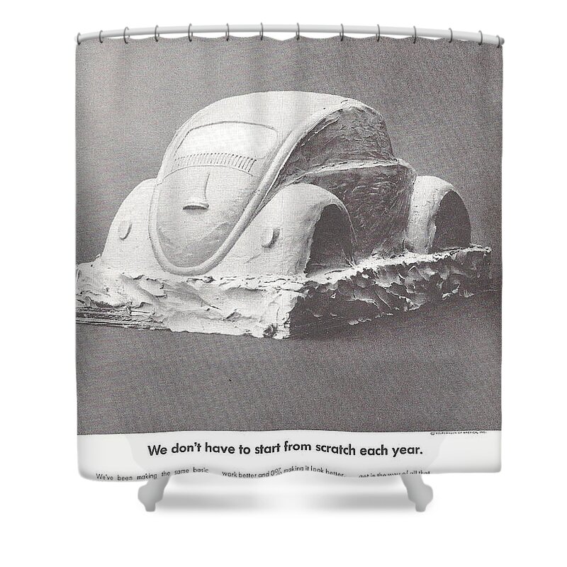 Volkswagen Beetle Shower Curtain featuring the digital art We don't have to start from scratch each year by Georgia Clare