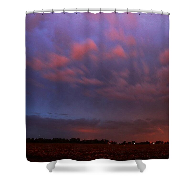 Stormscape Shower Curtain featuring the photograph Weaking Cells made for a Perfect Sunset by NebraskaSC
