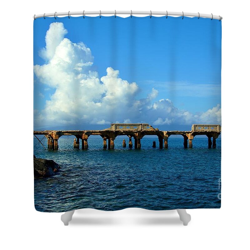 Weathered Old Dock Shower Curtain featuring the photograph Weathered Old Dock by Patrick Witz