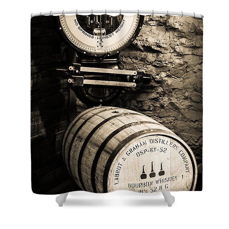 Bourbon Barrel Shower Curtain featuring the photograph Weighing In by Karen Varnas