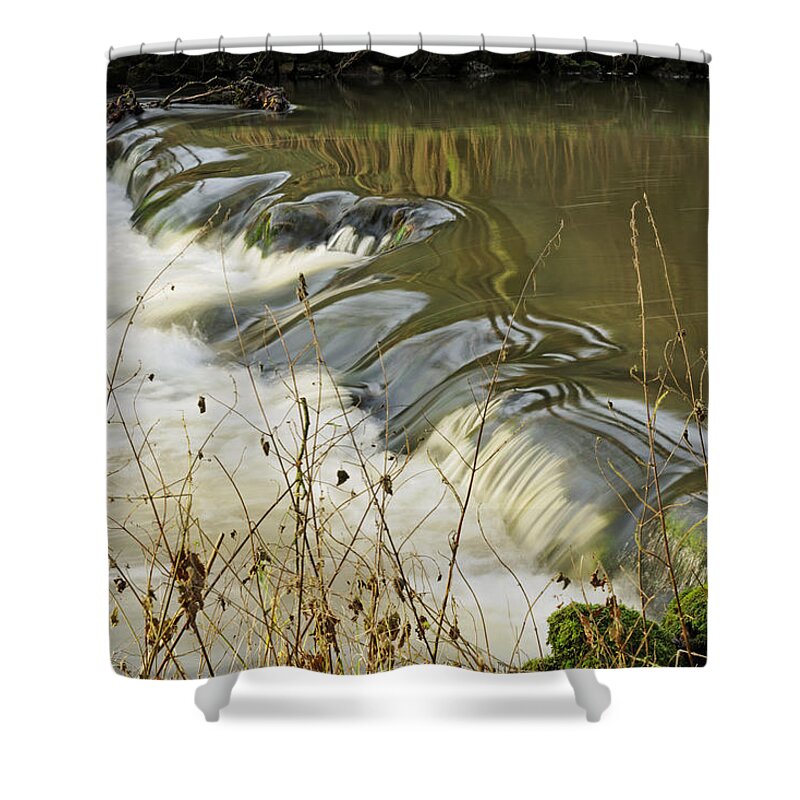 Britain Shower Curtain featuring the photograph Weir Close-up in Wolfscote Dale by Rod Johnson