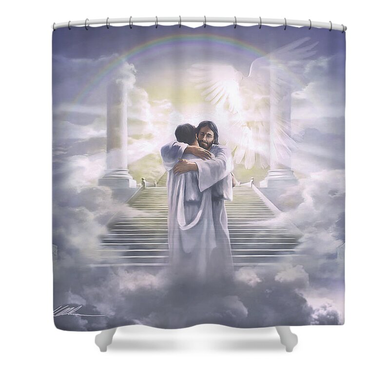 Christian Shower Curtain featuring the painting Welcome Home by Danny Hahlbohm