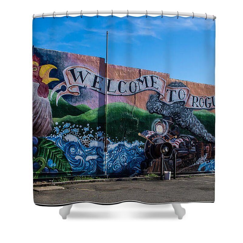 Rogue River Shower Curtain featuring the photograph Welcome to Rogue River Oregon by Mick Anderson