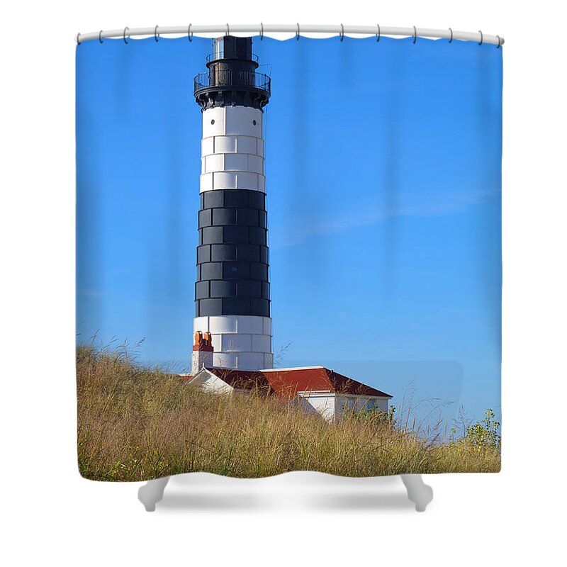 Lighthouse Shower Curtain featuring the photograph Well Worth the Trek by Ann Horn
