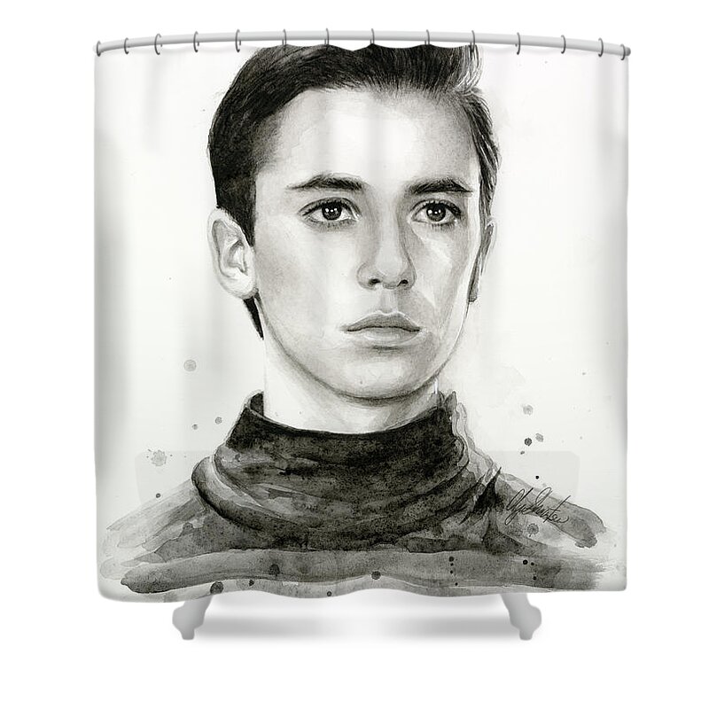 Wesley Shower Curtain featuring the painting Wesley Crusher Star Trek Fan Art by Olga Shvartsur