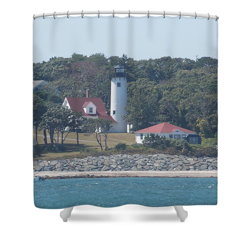 Lighthouses Shower Curtain featuring the photograph West Chop Lighthouse by Catherine Gagne