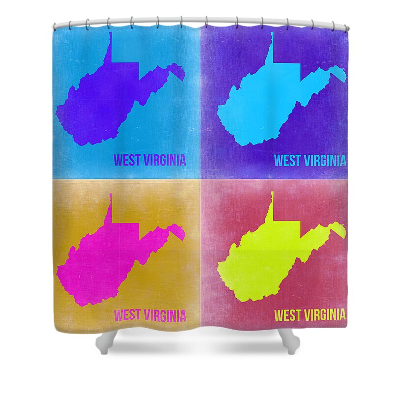 West Virginia Map Shower Curtain featuring the painting West Virginia Pop Art Map 2 by Naxart Studio