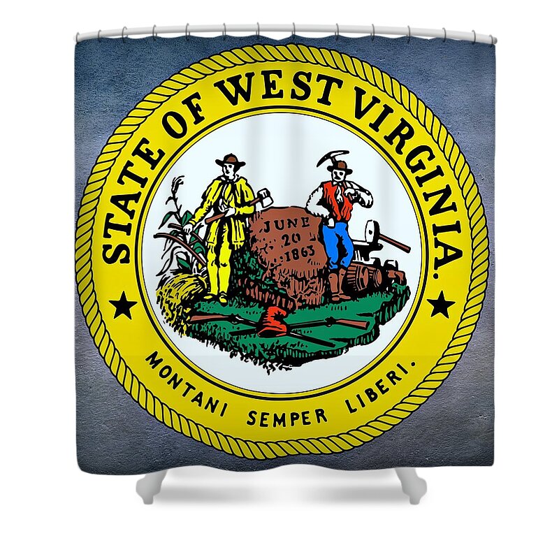 West Virginia Shower Curtain featuring the digital art West Virginia State Seal by Movie Poster Prints