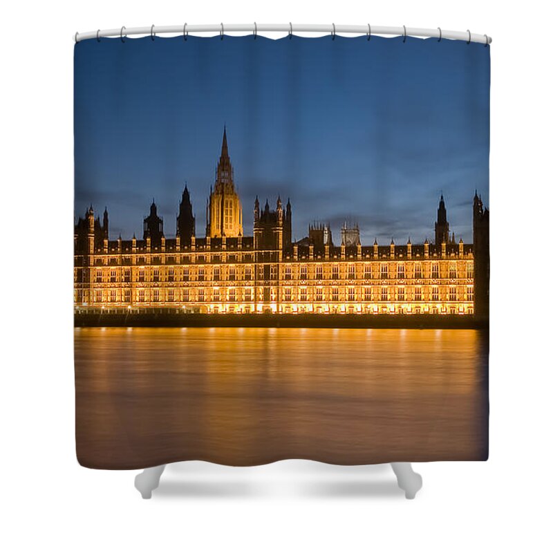 Clarence Holmes Shower Curtain featuring the photograph Westminster Twilight II by Clarence Holmes