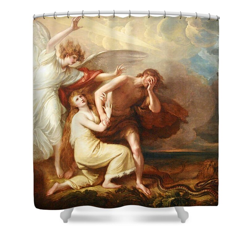 The Expulsion Of Adam And Eve From Paradise Shower Curtain featuring the photograph West's The Expulsion Of Adam And Eve From Paradise by Cora Wandel
