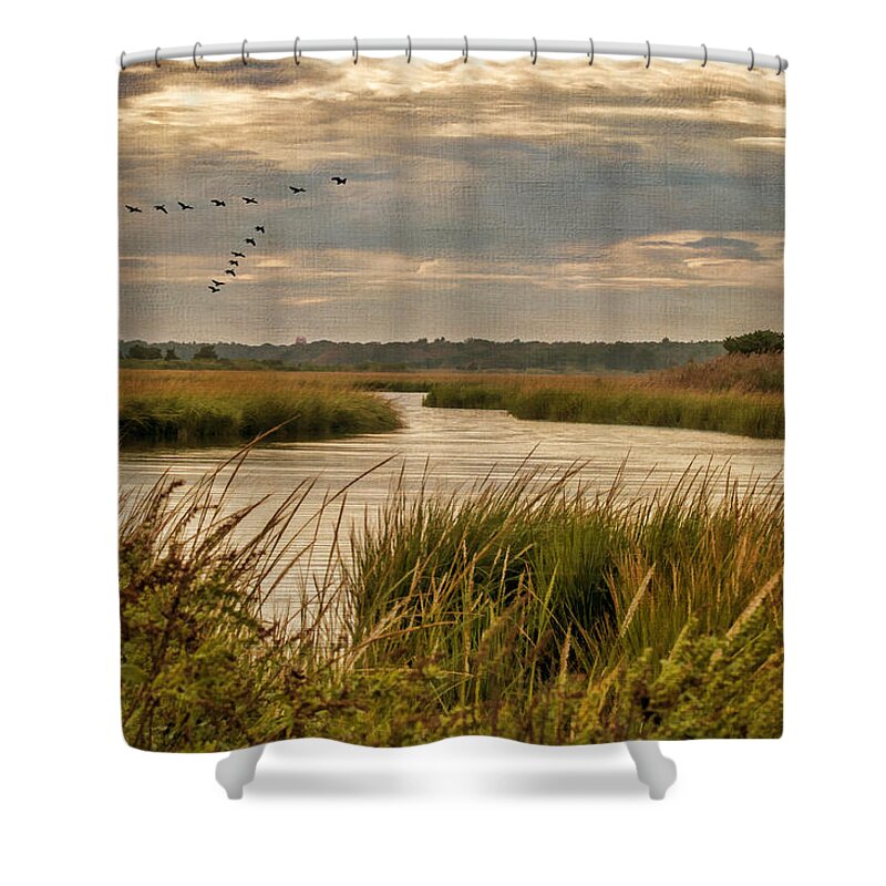 Marsh Shower Curtain featuring the photograph Wetlands in September by Cathy Kovarik