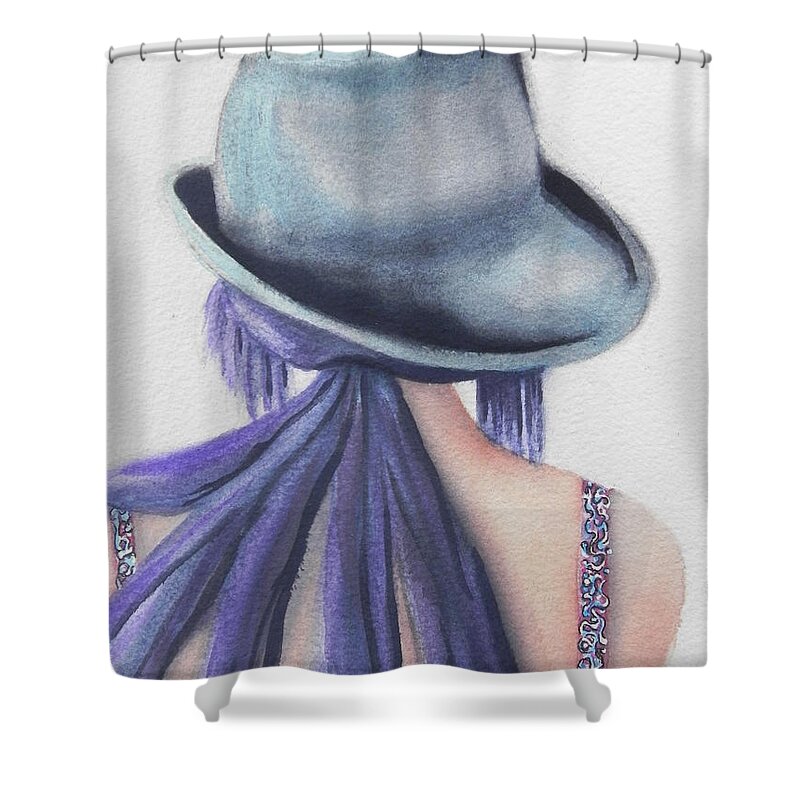 Fine Art Painting Shower Curtain featuring the painting What Lies Ahead Series by Chrisann Ellis