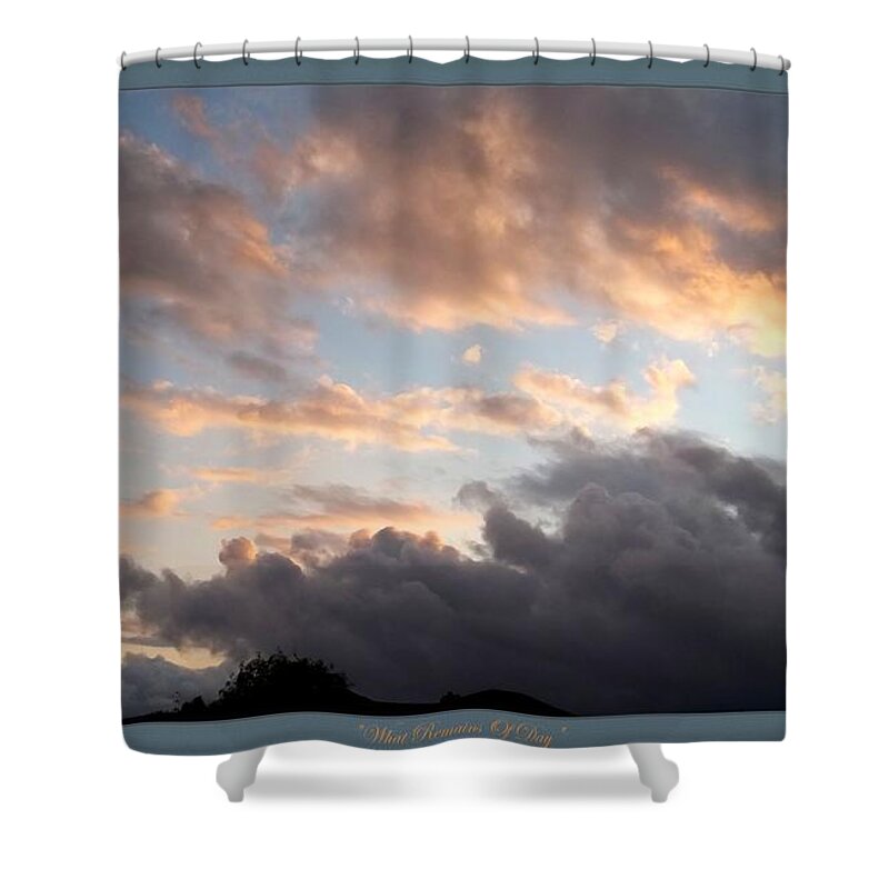 Glenn Mccarthy Art Shower Curtain featuring the photograph What Remains Of Day by Glenn McCarthy Art and Photography