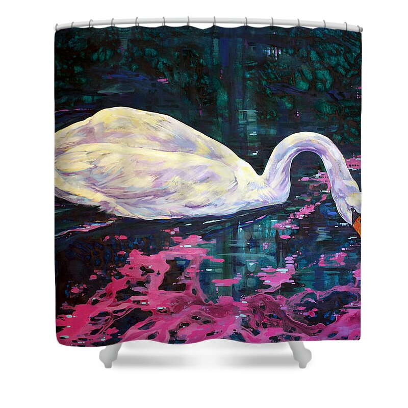 Bird Shower Curtain featuring the painting Where lilac fall by Derrick Higgins