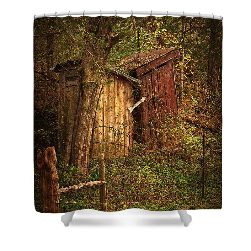 Outhouse Shower Curtain featuring the photograph Which Way to the Outhouse? by Priscilla Burgers