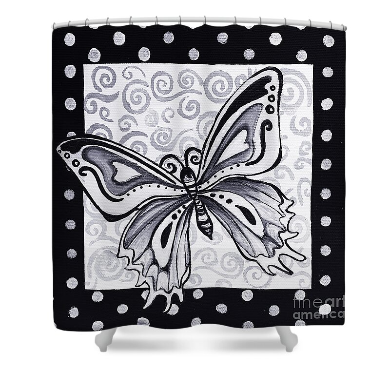 Whimsical Black And White Butterfly Original Painting Decorative