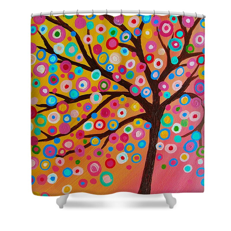 Tree Shower Curtain featuring the painting Whimsical Tree Of Life by Pristine Cartera Turkus