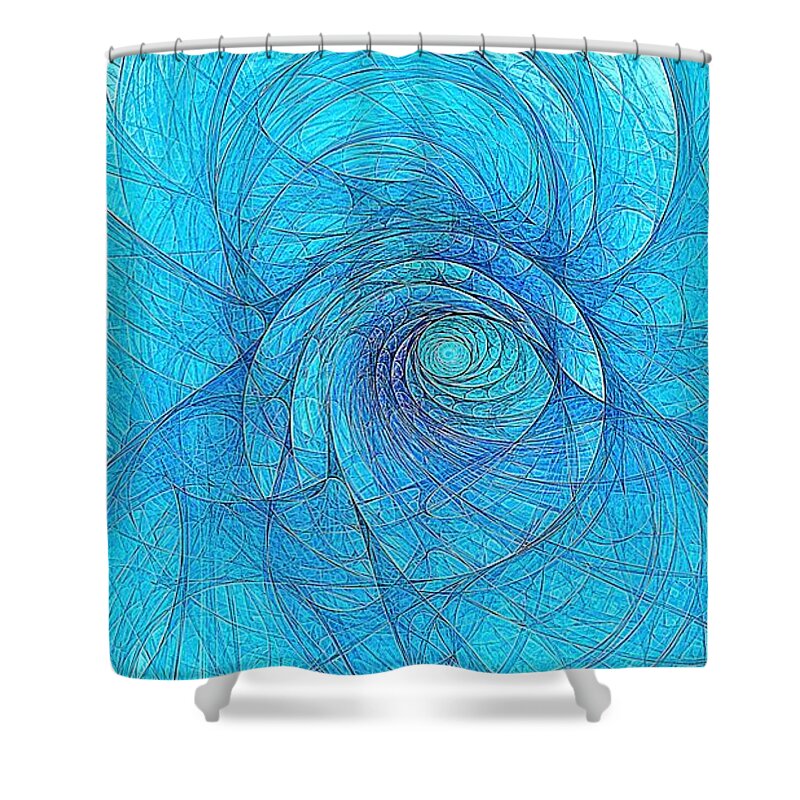  Shower Curtain featuring the digital art Whirlpool Electric Blue 16x9 by Doug Morgan