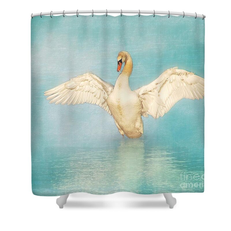 Swan Shower Curtain featuring the photograph White Angel by Hannes Cmarits