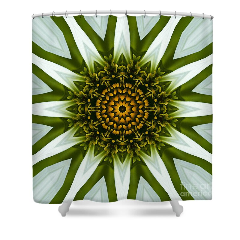 Mandala Shower Curtain featuring the photograph White Coneflower Mandala 12 by Carrie Cranwill