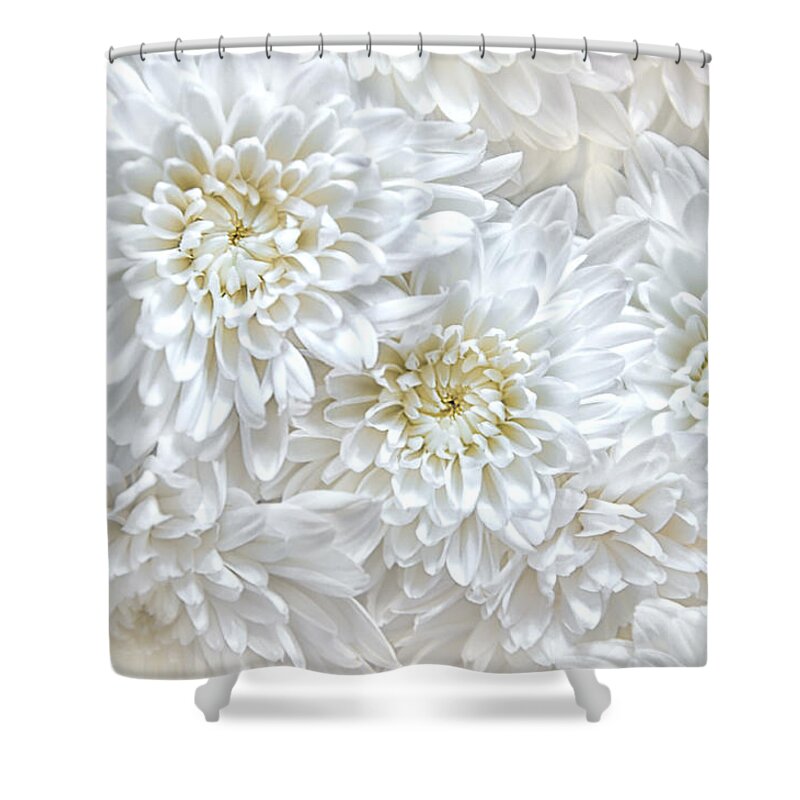 Chrysanthemum Shower Curtain featuring the photograph White Flowers by Louise Hill