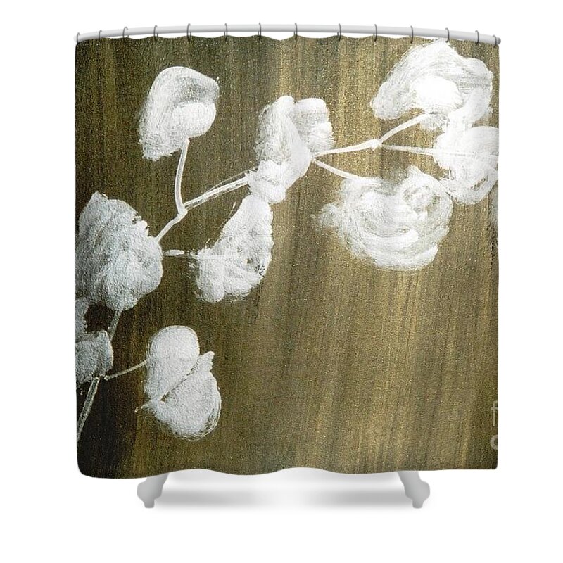  Flower Shower Curtain featuring the painting White Orchid by Fereshteh Stoecklein