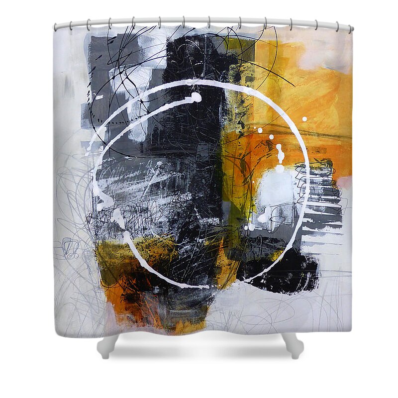 Keywords: Abstract Shower Curtain featuring the painting White Out 3 by Jane Davies