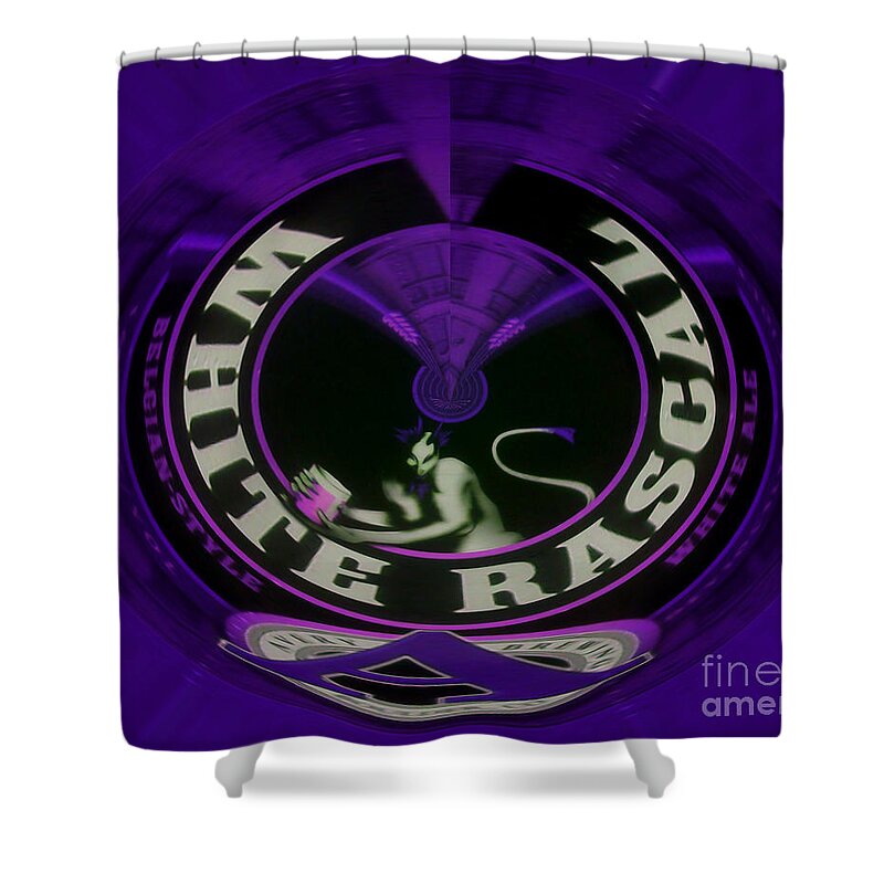  Shower Curtain featuring the photograph White Rascal in Purple by Kelly Awad