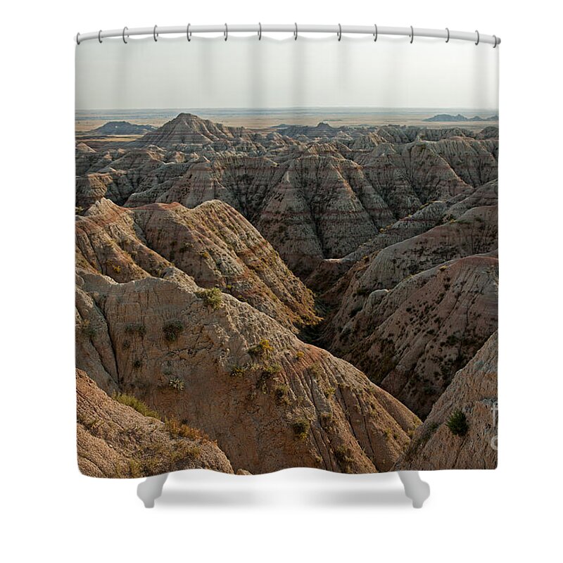 Afternoon Shower Curtain featuring the photograph White River Valley Overlook Badlands National Park by Fred Stearns