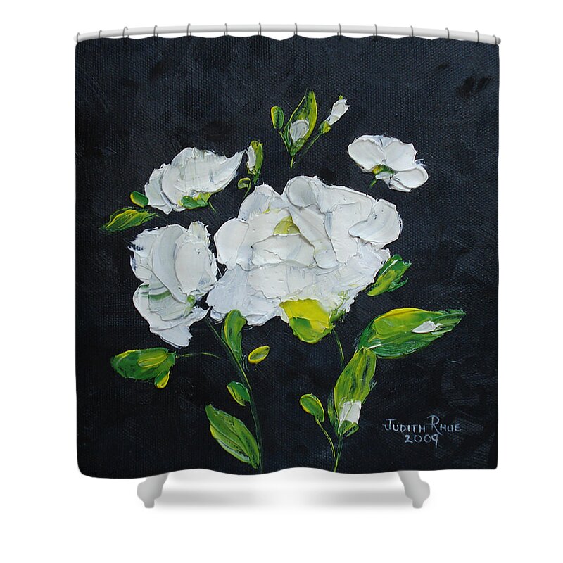 Flowers Shower Curtain featuring the painting White Wonder by Judith Rhue