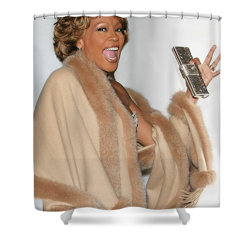 Whitney Houston Shower Curtain featuring the photograph Whitney Houston by Nina Prommer