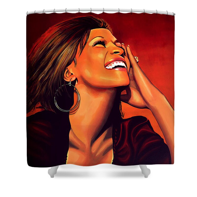 Whitney Houston Shower Curtain featuring the painting Whitney Houston by Paul Meijering