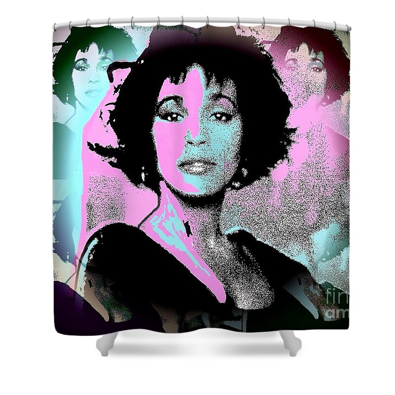 Whitney Houston Shower Curtain featuring the painting Whitney Houston Sing For Me Again by Saundra Myles