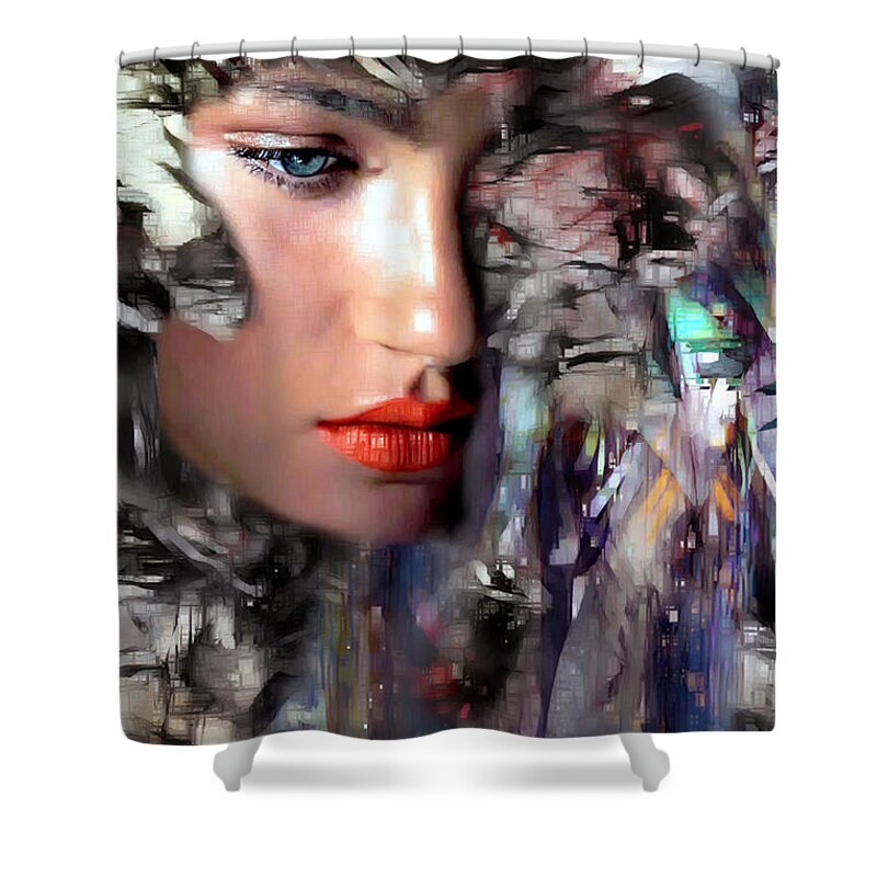 Portraits Shower Curtain featuring the digital art Why Me by Rafael Salazar