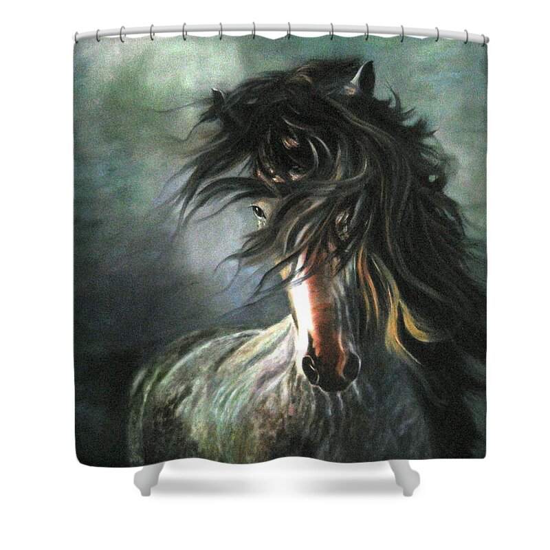 Horse Shower Curtain featuring the painting Wild and Free by LaVonne Hand