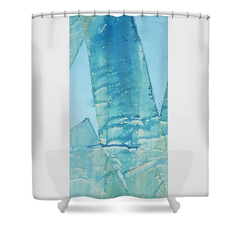 Abstract Painting Shower Curtain featuring the painting Wild Blue Waves by Asha Carolyn Young